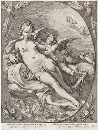 HENDRICK GOLTZIUS Three Goddesses Seated in the Clouds.